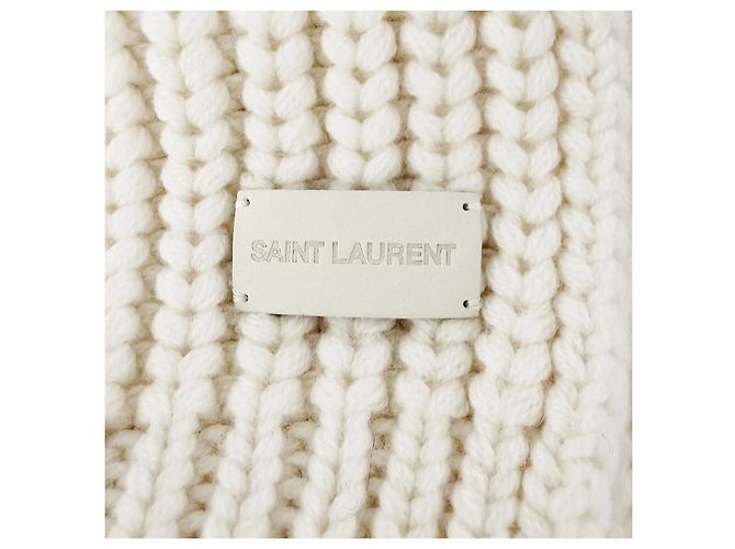 Autre Marque Sciarpa in cashmere a maglia grossa Saint Laurent Bianco Crudo - vista 8