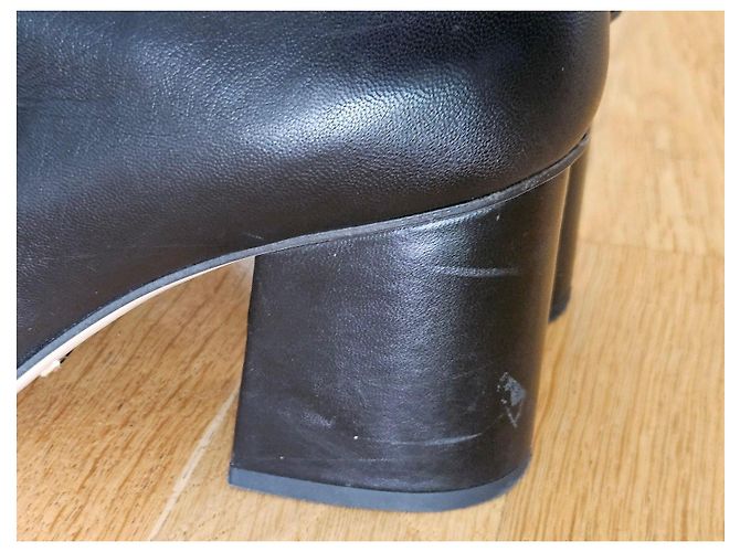 Botines Gucci GG Marmont de piel negra con flecos Negro - vista 12