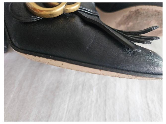 Botines Gucci GG Marmont de piel negra con flecos Negro - vista 20