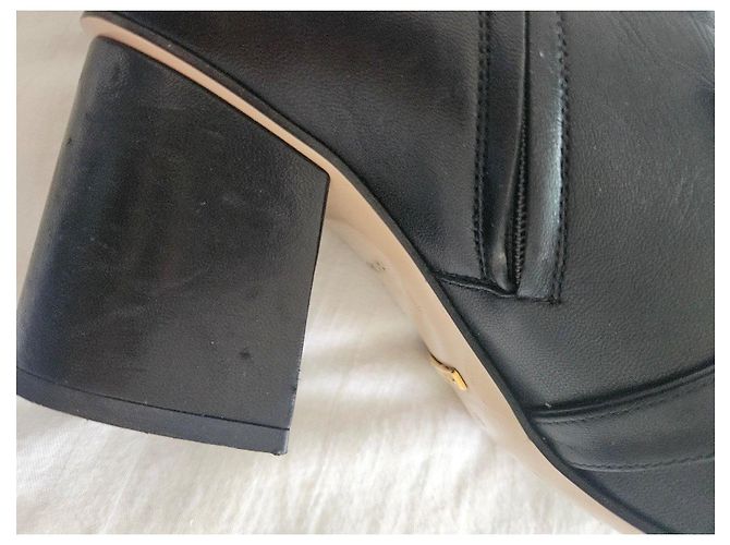 Botines Gucci GG Marmont de piel negra con flecos Negro - vista 9