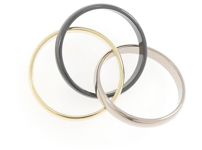 Anello Cartier Trinity Oro Bianco Oro Giallo e Ceramica D'oro - vista 3