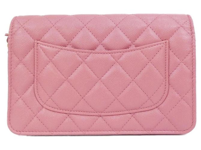 Catena per portafoglio Chanel AP3479 in pelle di vitello martellata rosa - vista 2