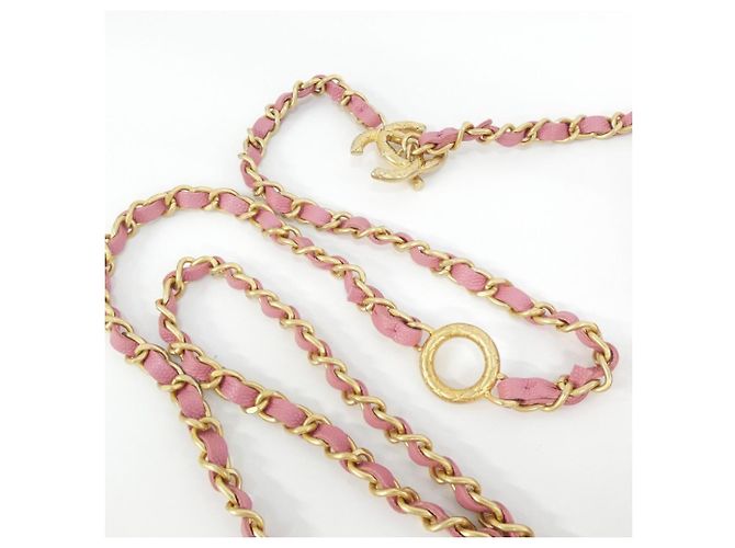 Catena per portafoglio Chanel AP3479 in pelle di vitello martellata rosa - vista 5