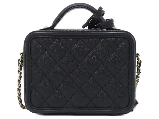 Borsa a tracolla Chanel 93342 in pelle di vitello martellata nera Nero - vista 2