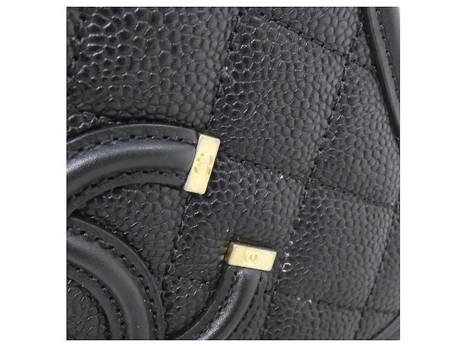 Borsa a tracolla Chanel 93342 in pelle di vitello martellata nera Nero - vista 4