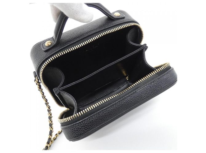 Borsa a tracolla Chanel 93342 in pelle di vitello martellata nera Nero - vista 7