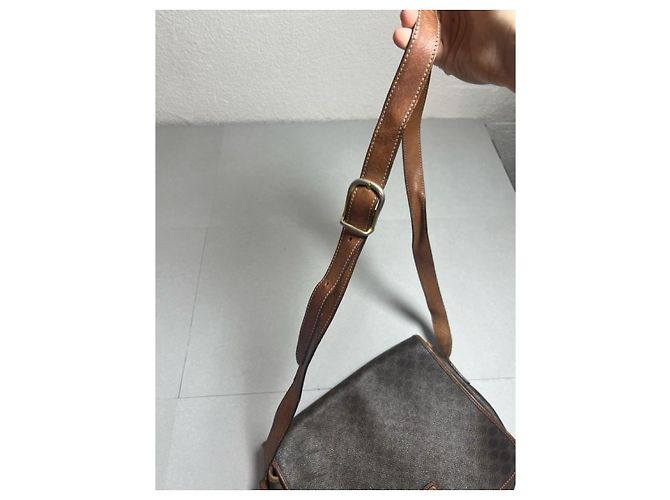 Céline Macadam Shoulder Bag in Dark Brown Coated Canvas - view 10