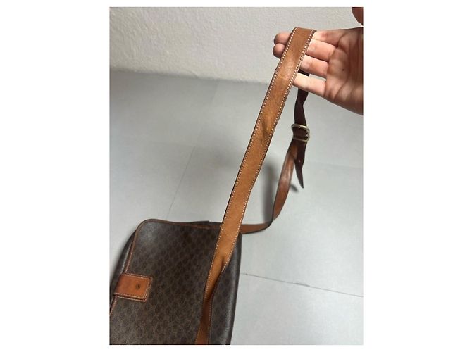Céline Macadam Shoulder Bag in Dark Brown Coated Canvas - view 11