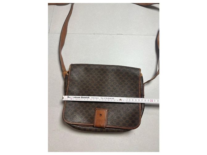 Céline Macadam Shoulder Bag in Dark Brown Coated Canvas - view 13