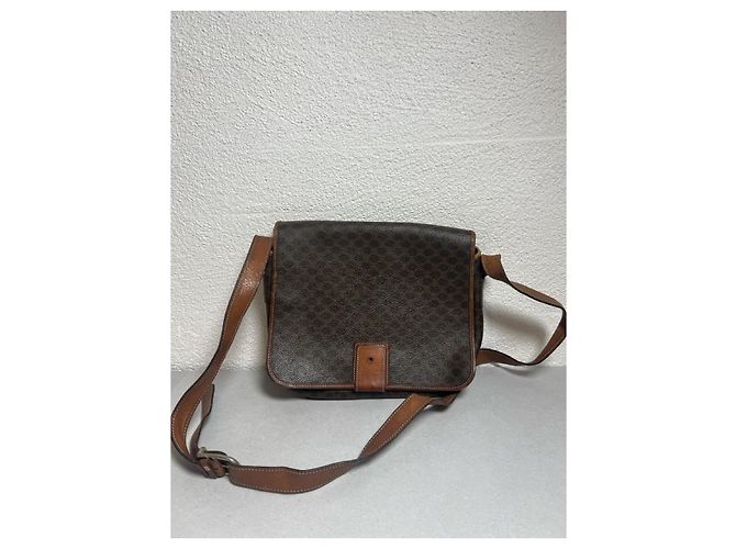 Céline Macadam Shoulder Bag in Dark Brown Coated Canvas - view 3