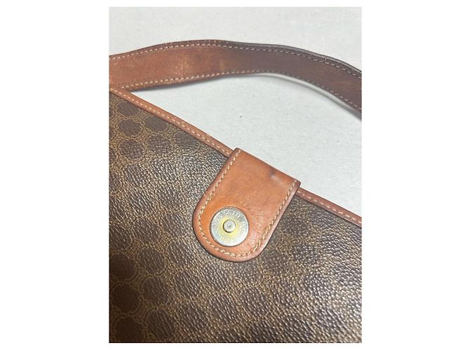 Céline Macadam Shoulder Bag in Dark Brown Coated Canvas - view 8