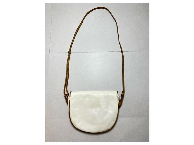 Céline Triomphe Bolsa de ombro em couro branco Marrom - vista 2