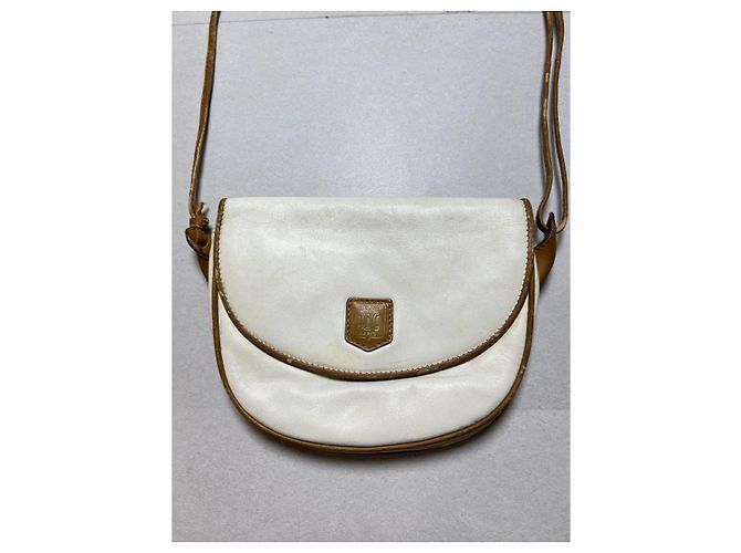 Céline Triomphe Bolsa de ombro em couro branco Marrom - vista 4