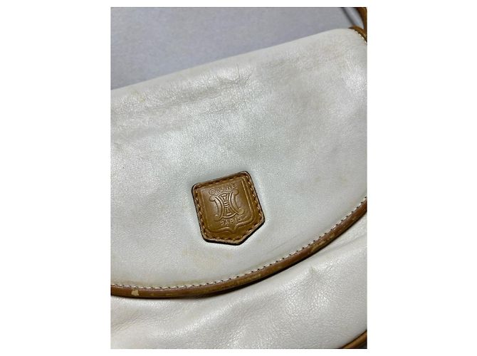 Céline Triomphe Bolsa de ombro em couro branco Marrom - vista 5