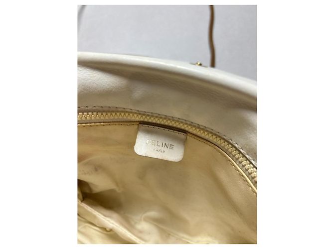 Céline Triomphe Bolsa de ombro em couro branco Marrom - vista 8
