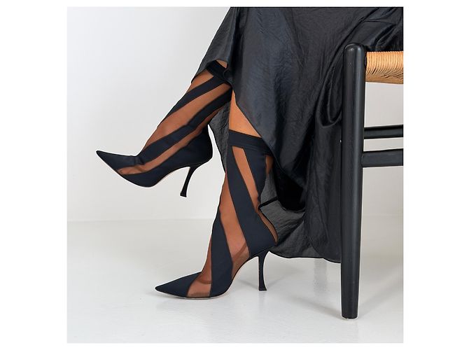 Jimmy Choo x Mugler Stivaletti Spiral in mesh trasparente Marrone Nero - vista 2