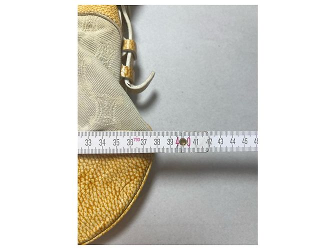 Céline Triomphe Handtasche aus Canvas und Leder weiß/gelb - Ansicht 10