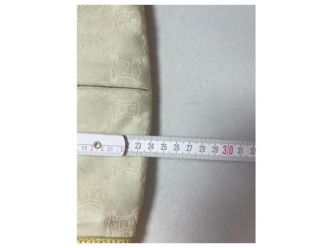 Céline Triomphe Handtasche aus Canvas und Leder weiß/gelb - Ansicht 12
