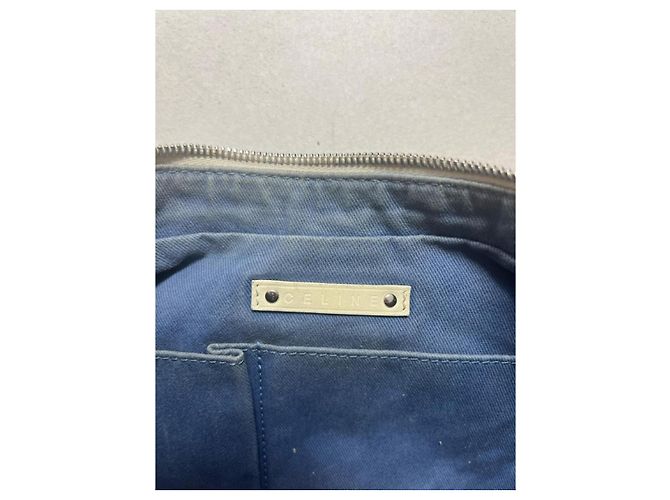 Céline Triomphe Handtasche aus Canvas und Leder weiß/gelb - Ansicht 7
