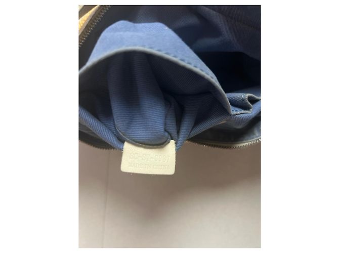 Céline Triomphe Handtasche aus Canvas und Leder weiß/gelb - Ansicht 8