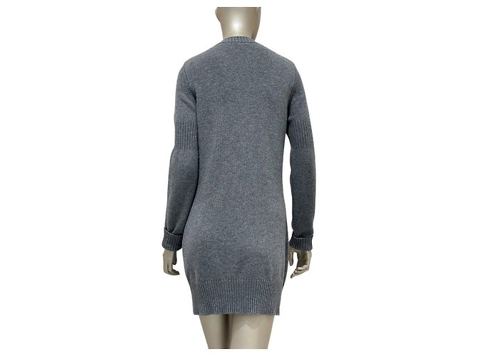 Chanel 100% Kaschmir Grauer Langer Cardigan mit CC-Verschluss Gr. 38 Gebraucht - Ansicht 3