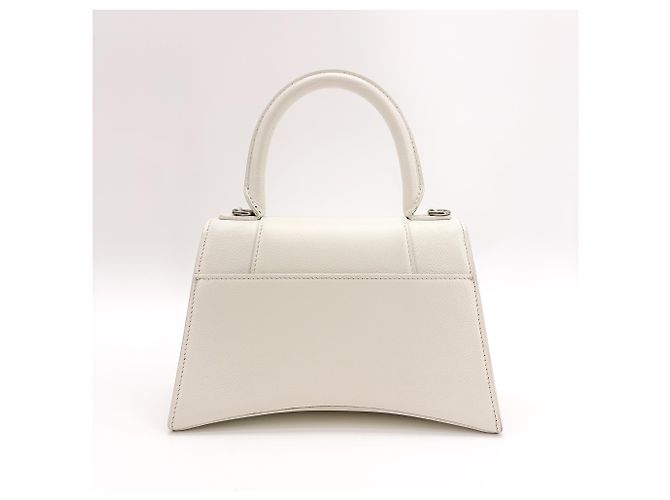 Balenciaga Hourglass Top Handle Leather XS Bianco - vista 2