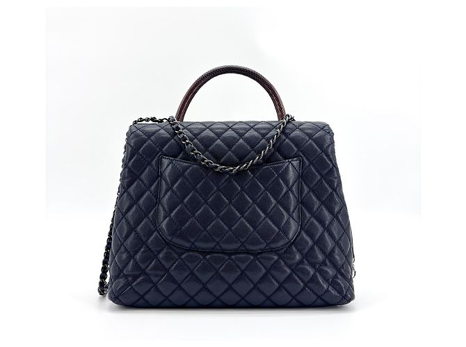 Chanel Coco Top Handle Quilted Caviar with Lizard Medium Azul marino - vista 2