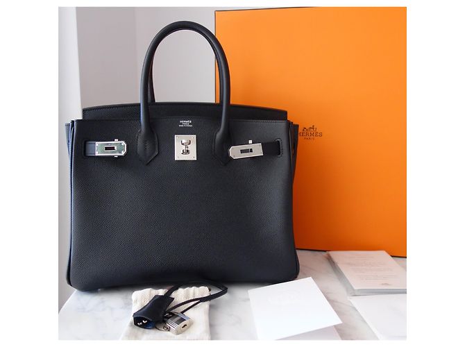 Borsa Hermès Birkin 30 in pelle Epsom nera Nero - vista 3