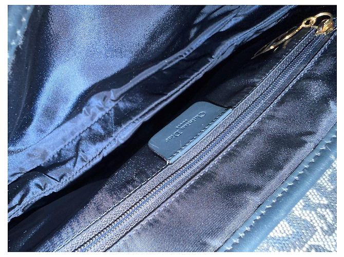 Christian Dior Borsa Double Saddle Navy Trotter Oblique Blu scuro Gold hardware Monogramma - vista 13