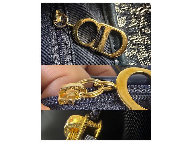 Christian Dior Borsa Double Saddle Navy Trotter Oblique Blu scuro Gold hardware Monogramma - vista 19