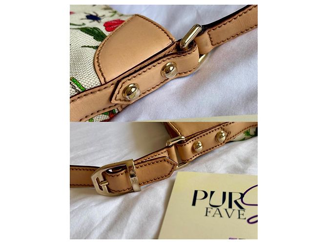 Gucci Hasler Flora Canvas Hobo-Tasche Pink Weiß Rot Blau Mehrfarben Beige Grün Lila Gelb Gold hardware - Ansicht 15