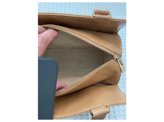 Bowling Borsa Polochon Chanel Choco Bar in pelle matelassé Cammello - vista 13