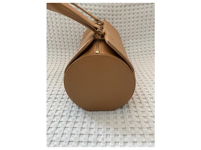 Bowling Borsa Polochon Chanel Choco Bar in pelle matelassé Cammello - vista 5