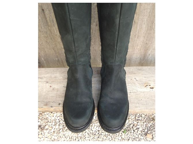 Bottes hautes en cuir Paraboot Gris anthracite - vue 3