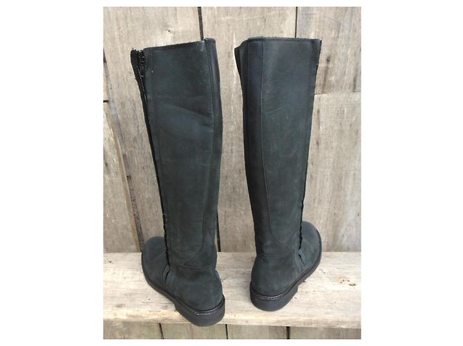 Bottes hautes en cuir Paraboot Gris anthracite - vue 4