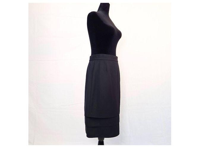 Gonna Gianni Versace anni 80 a pieghe sovrapposte - Nera Nero - vista 9