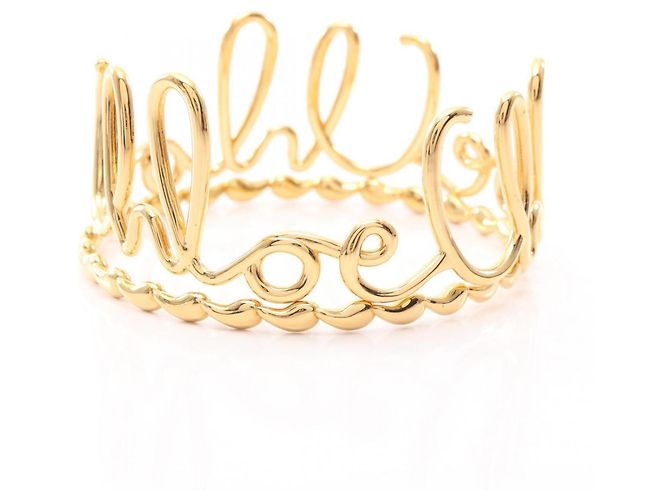Set de 2 brazaletes Chloé Iconic chapados en oro Dorado - vista 3