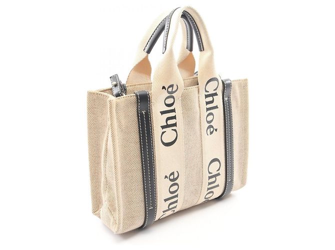 Chloé Woody Small 2-Way Tote Bag Schwarz Beige - Ansicht 2