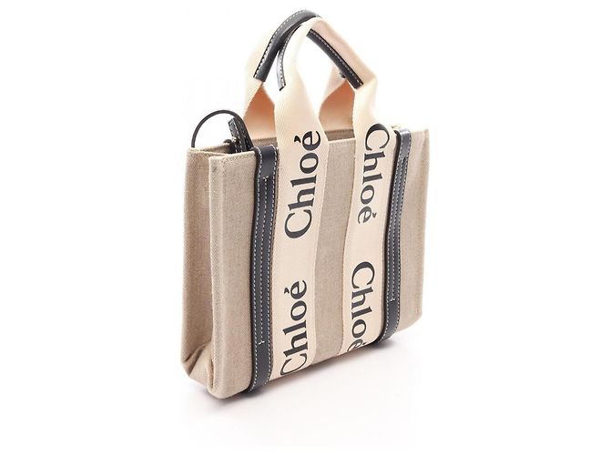 Chloé Chloe Woody Small 2-Way Handtasche Schwarz Beige - Ansicht 2