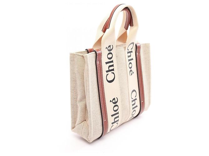 Chloé Chloe Woody Small Tote Bag Castaño Beige - vista 2