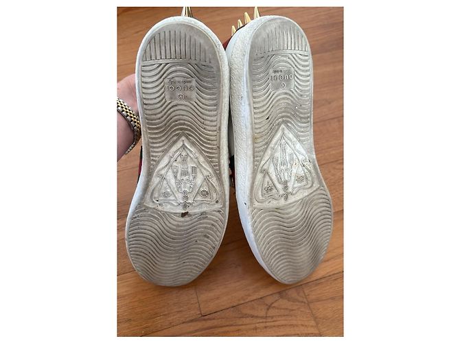 Sneaker Gucci pelle bianca perle e borchie Bianco Rosso Verde - vista 6