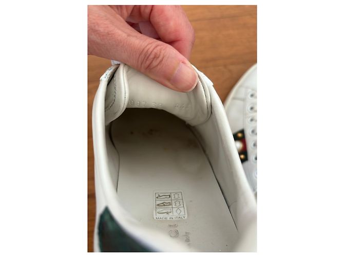Sneaker Gucci pelle bianca perle e borchie Bianco Rosso Verde - vista 8