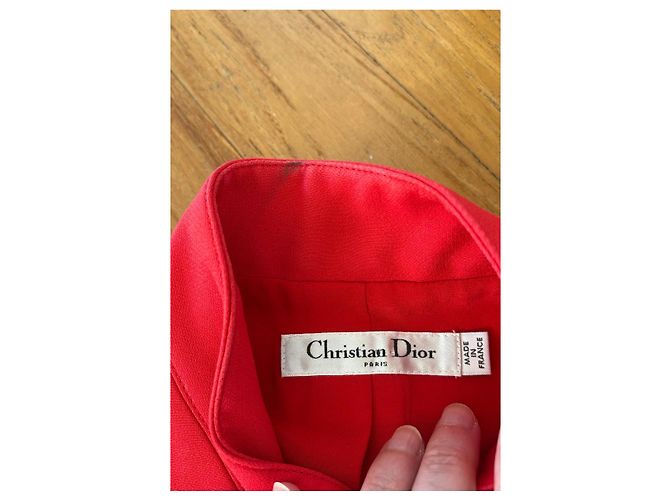Vestido sin mangas rojo Christian Dior bordado abeja - vista 10