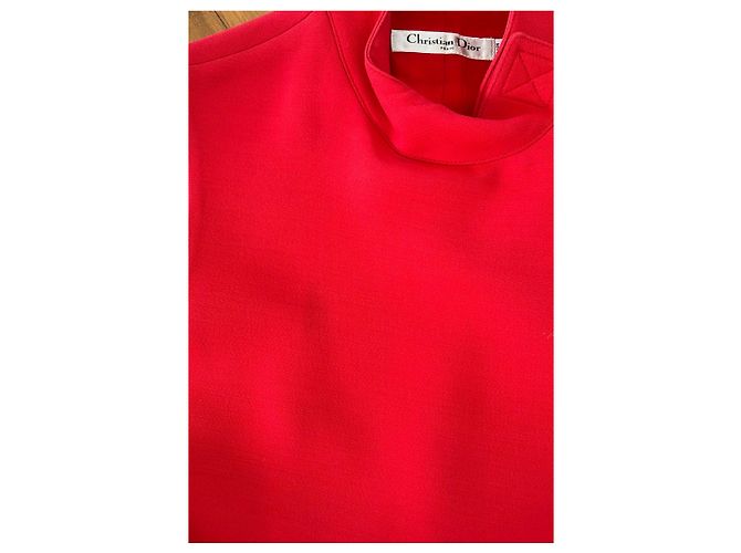 Vestido sin mangas rojo Christian Dior bordado abeja - vista 11