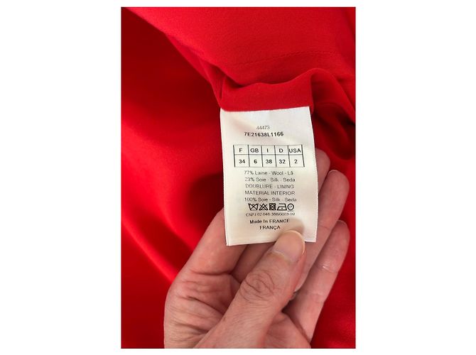 Vestido sin mangas rojo Christian Dior bordado abeja - vista 9