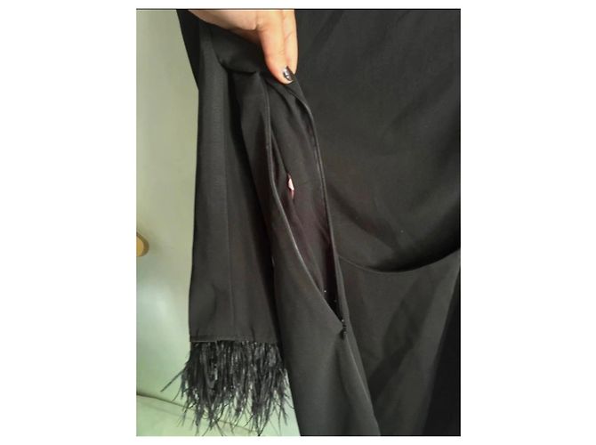 Autre Marque De La Vali Vestido Mini Espalda Descubierta con Plumas Negro - vista 3