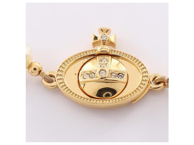 Vivienne Westwood ONE ROW PEARL DROP Choker Bianco Multicolore D'oro - vista 4