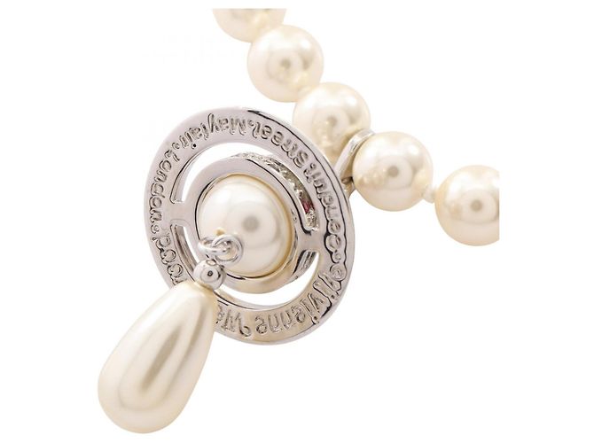 Vivienne Westwood ONE ROW PEARL DROP Choker Argento Bianco Multicolore - vista 2