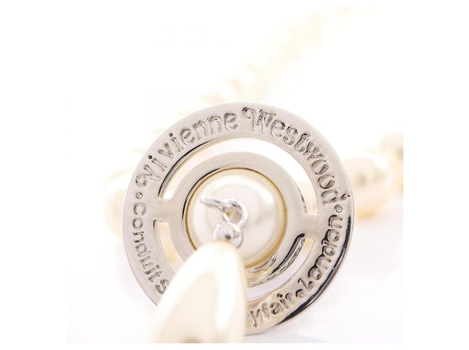 Vivienne Westwood ONE ROW PEARL DROP Choker Argento Bianco Multicolore - vista 5