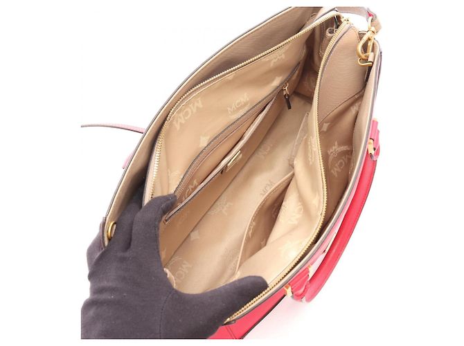 Bolsa de mão 2-Way MCM em Bege e Rosa - vista 3